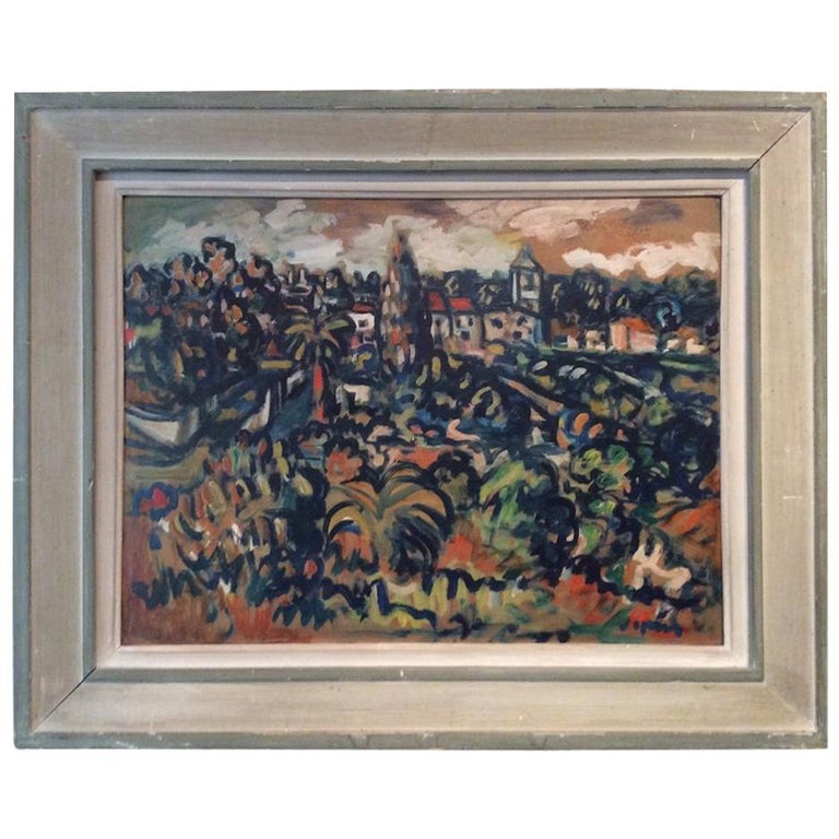 Peinture à L'huile Sur Toile Paysage Post-impressionniste Années 1920 - À Identifier