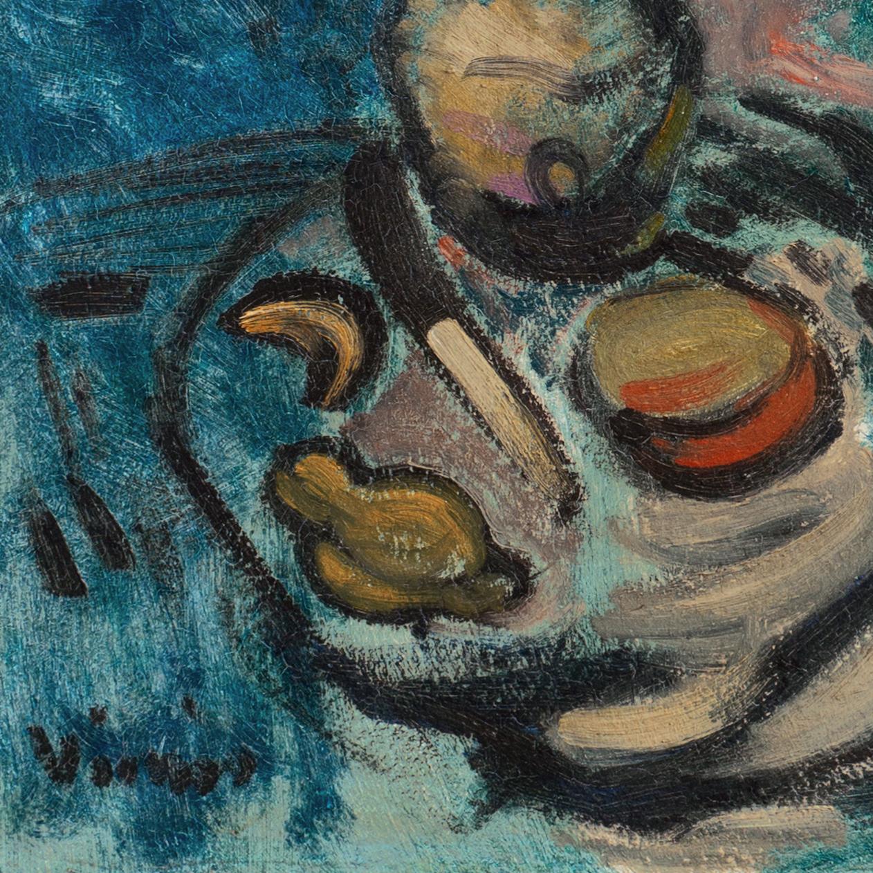 Nature morte sur table, Musée d'Art Moderne de Paris, Centre Pompidou, Nice - Bleu Still-Life Painting par Sylvain Vigny