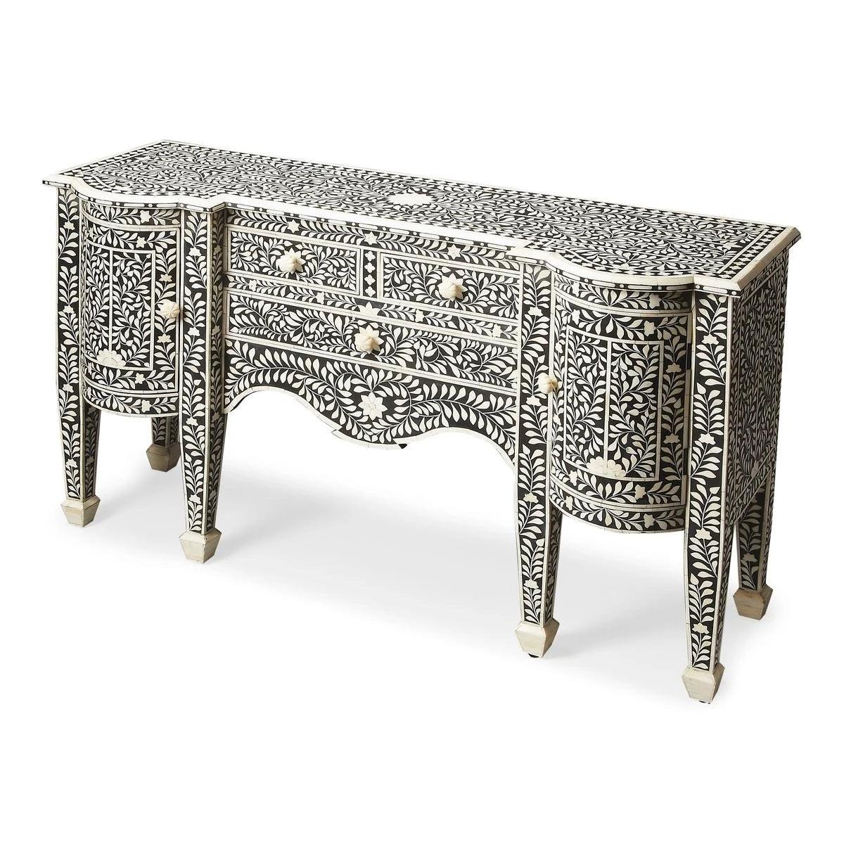 Sylvan Barock-Konsole mit Intarsien in schwarzer Farbe (Indisch) im Angebot