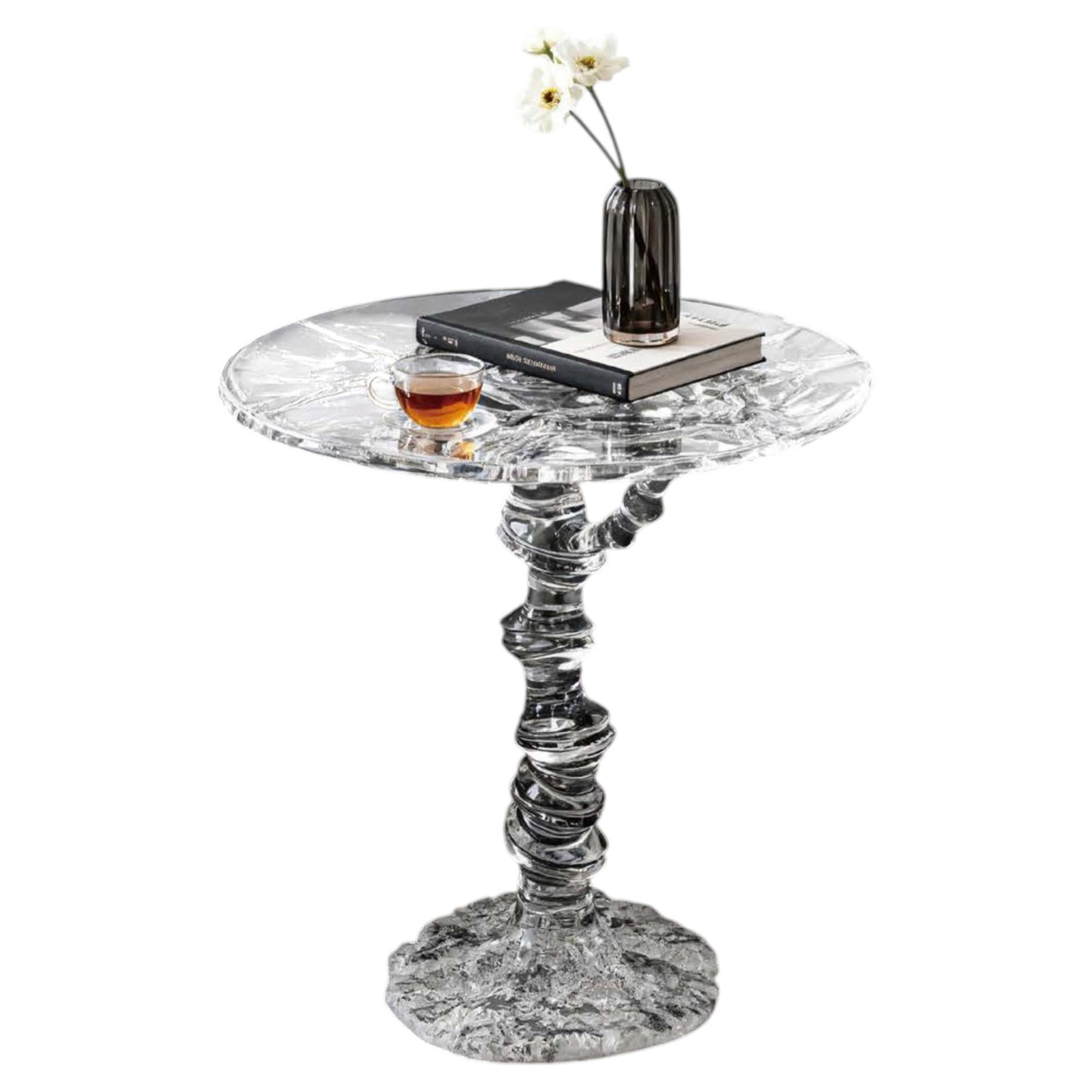 SYLVARA Crystalline Bamboo Accent Table – Luxury Bamboo Sculptural Side Table For Sale