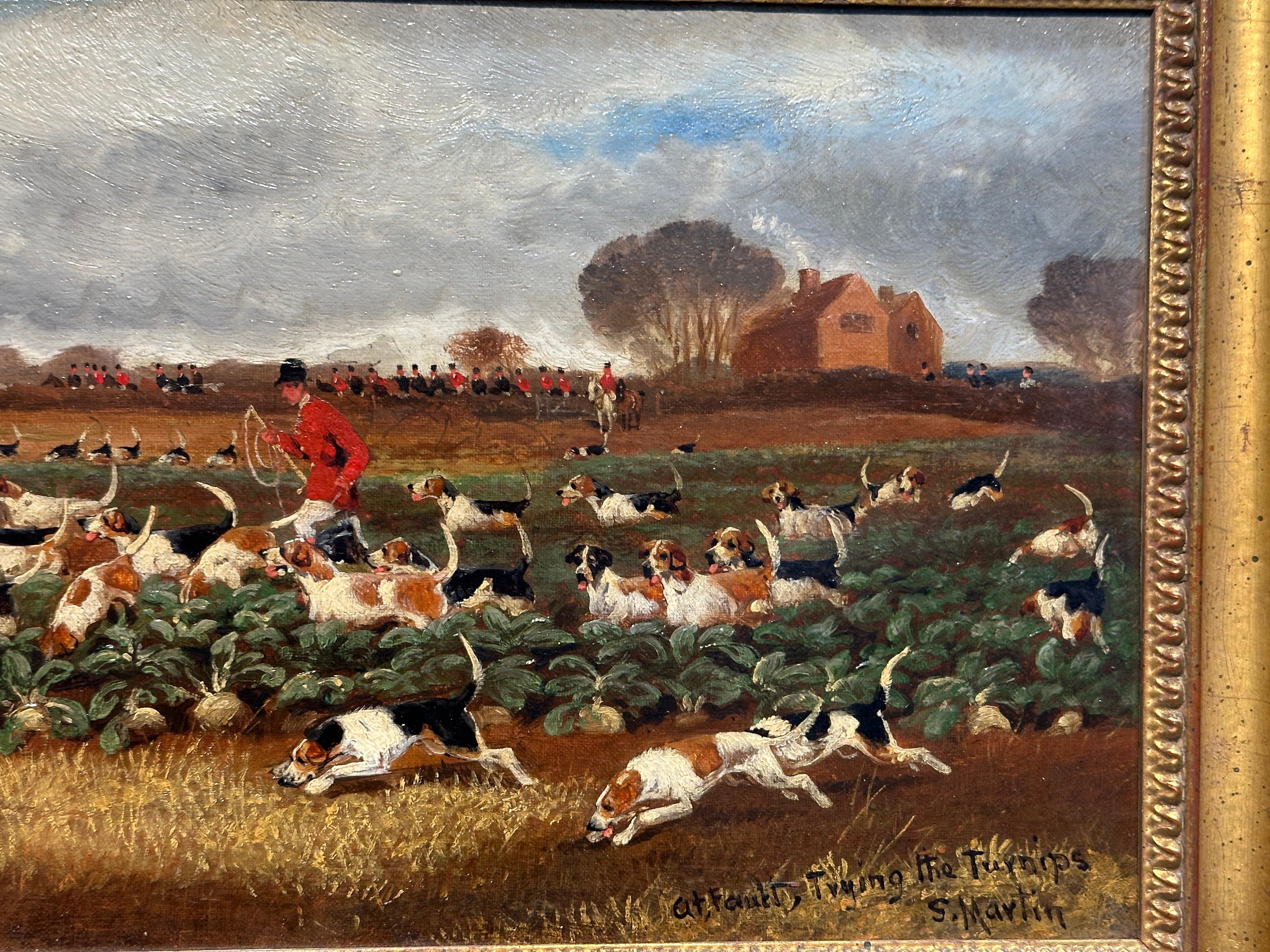 Sylvester Martin was a highly respected English sporting and animal painter from the latter part of the 19th century. 
He mostly painted fox hunting scenes with a great deal of detail and skill. Each animal is well observed and painted to a very