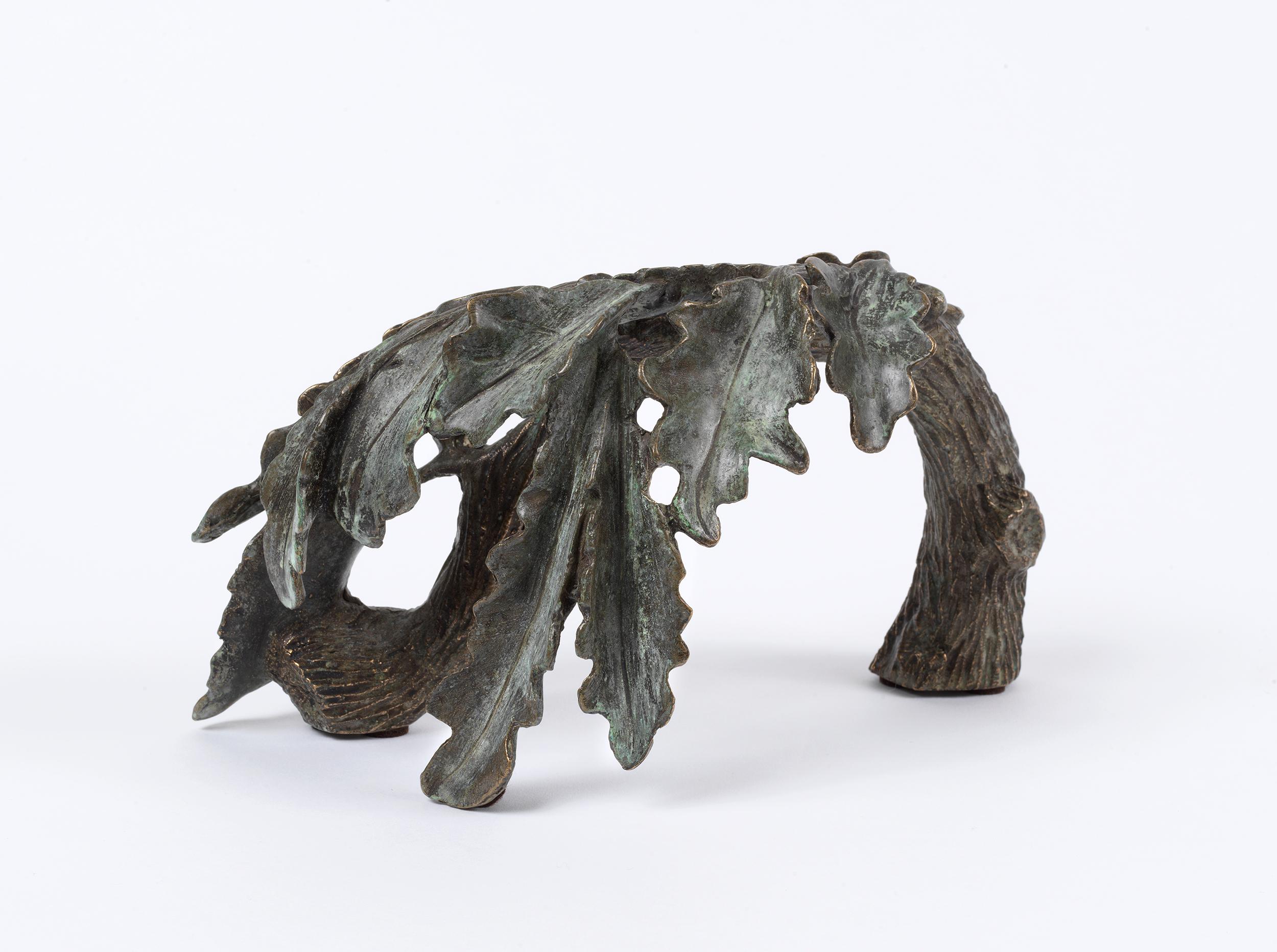 Oak Leaves - botanical bronze sculpture - Sculpture by Sylvia Beckman