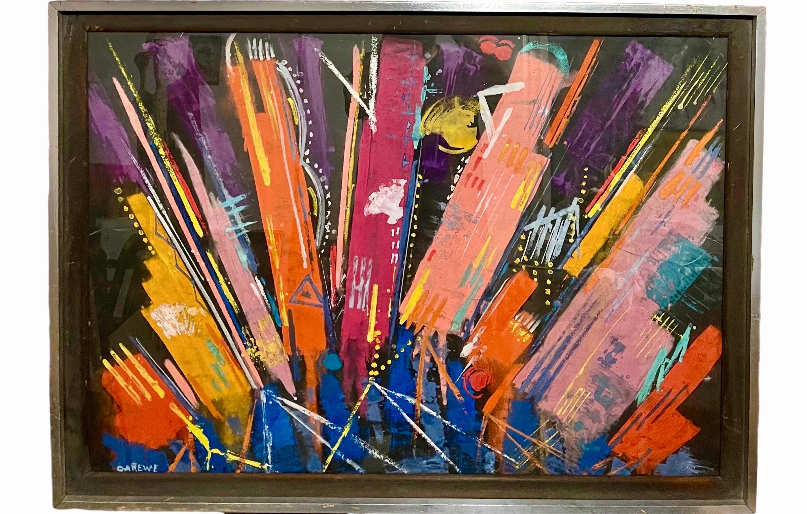 Großes farbenfrohes pastellfarbenes modernistisches abstraktes expressionistisches Gemälde Sylvia Carewe  im Angebot 1