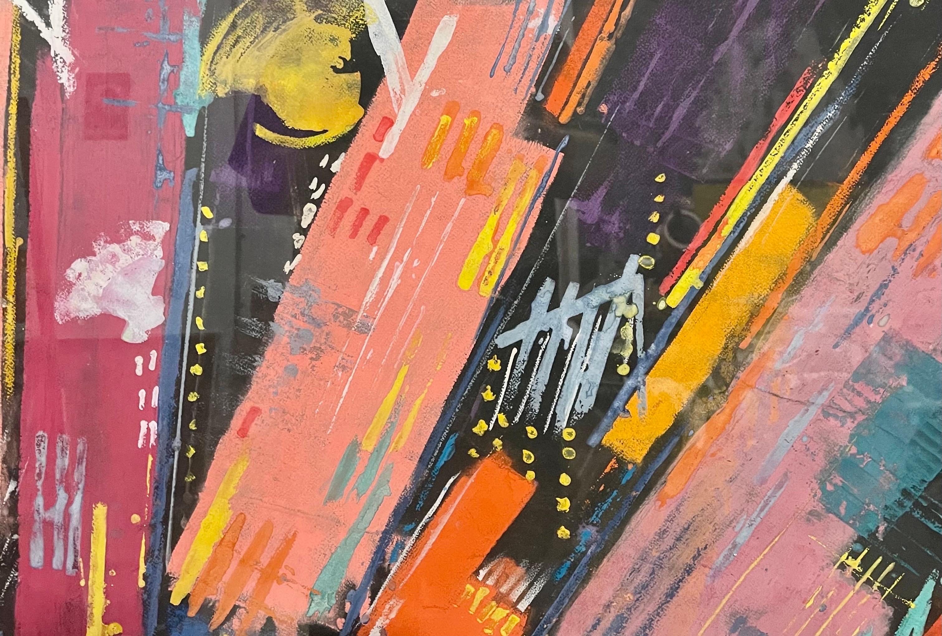 Grande dipinto modernista colorato a pastello astratto espressionista Sylvia Carewe in vendita 3
