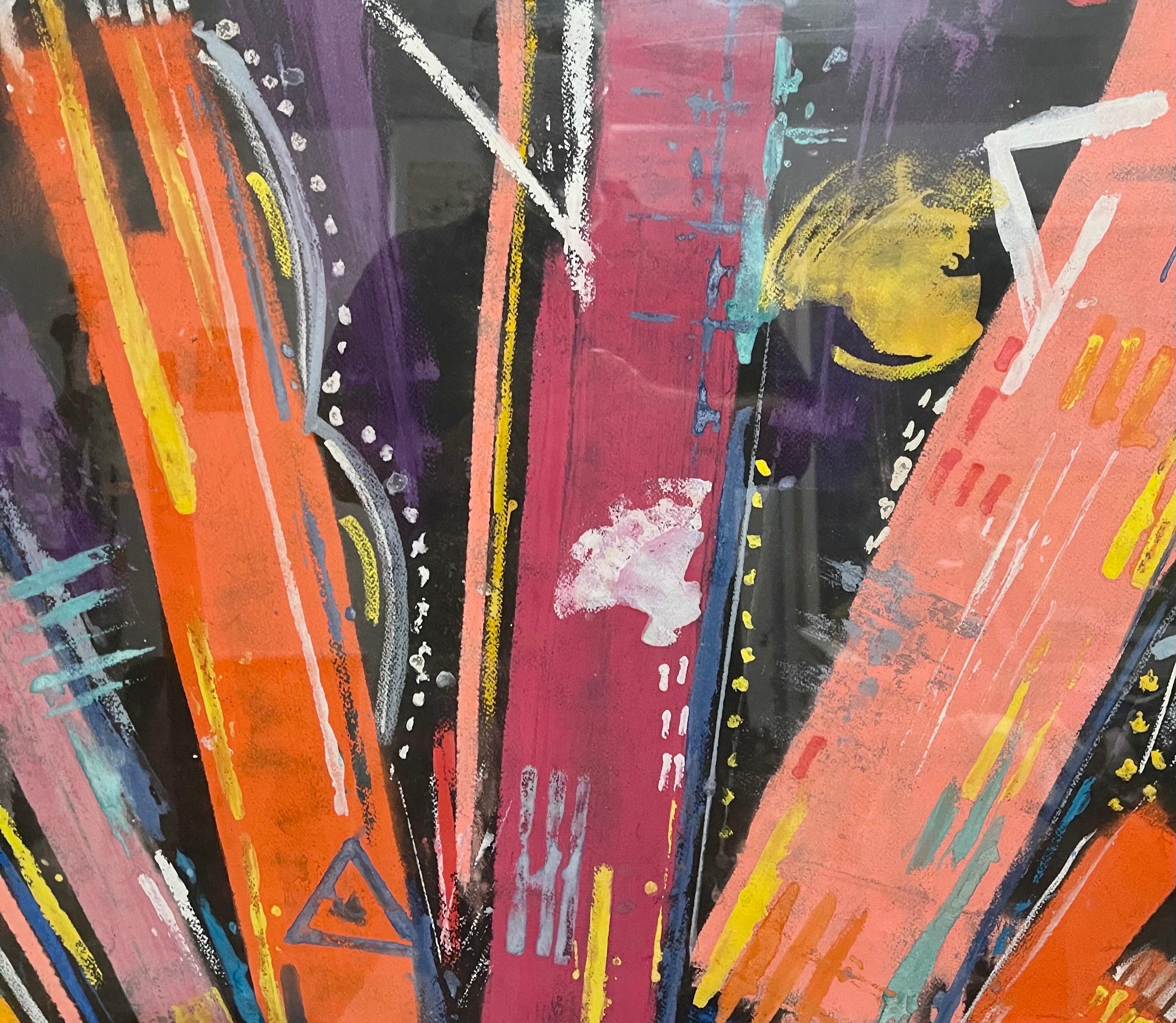 Grande dipinto modernista colorato a pastello astratto espressionista Sylvia Carewe in vendita 4
