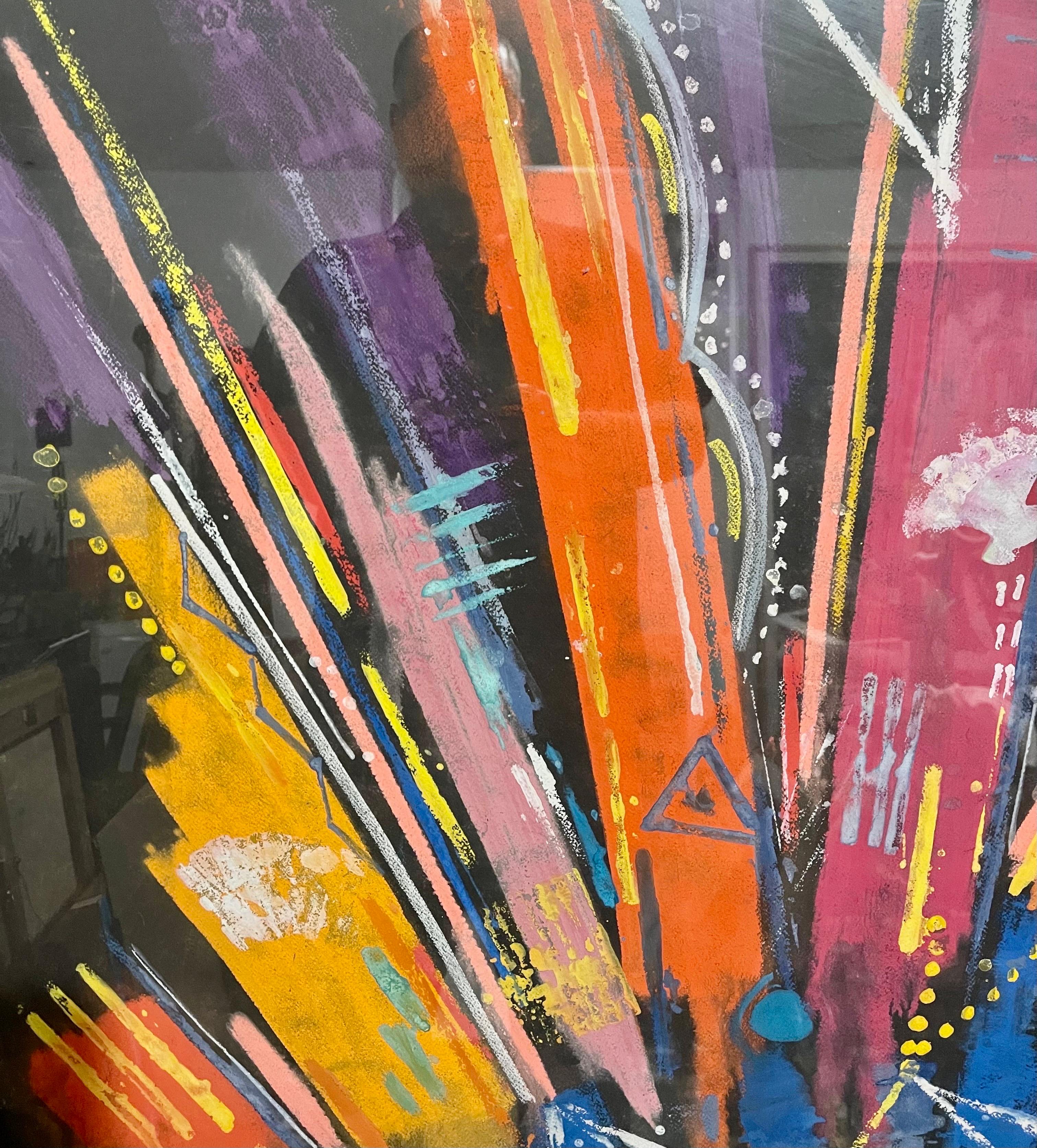 Grande dipinto modernista colorato a pastello astratto espressionista Sylvia Carewe in vendita 5