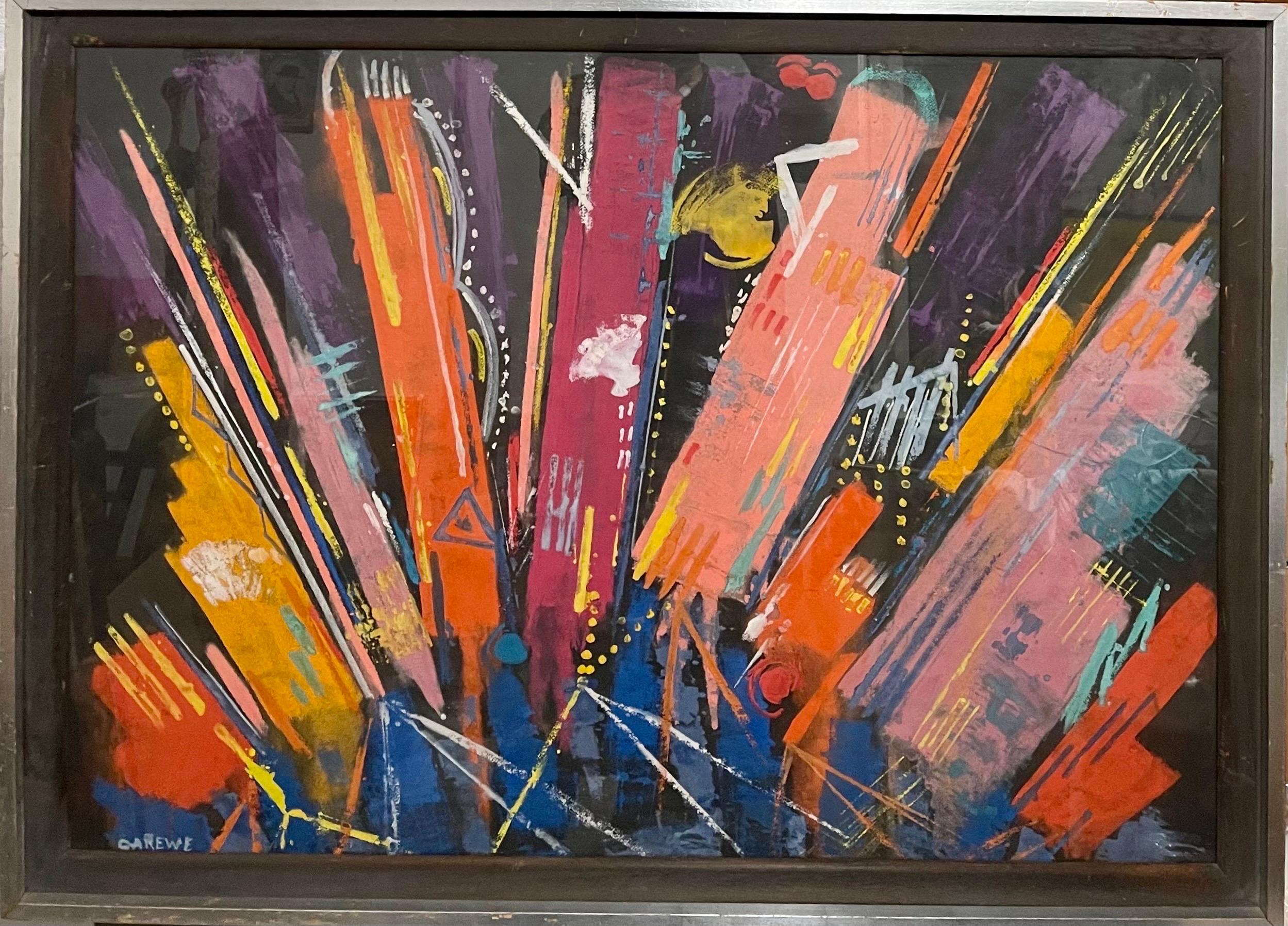 Grande dipinto modernista colorato a pastello astratto espressionista Sylvia Carewe in vendita 7