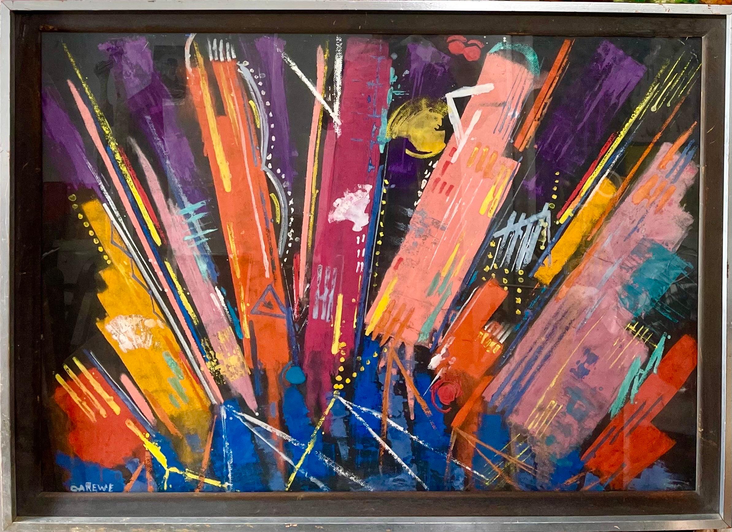 Großes farbenfrohes pastellfarbenes modernistisches abstraktes expressionistisches Gemälde Sylvia Carewe  im Angebot 8