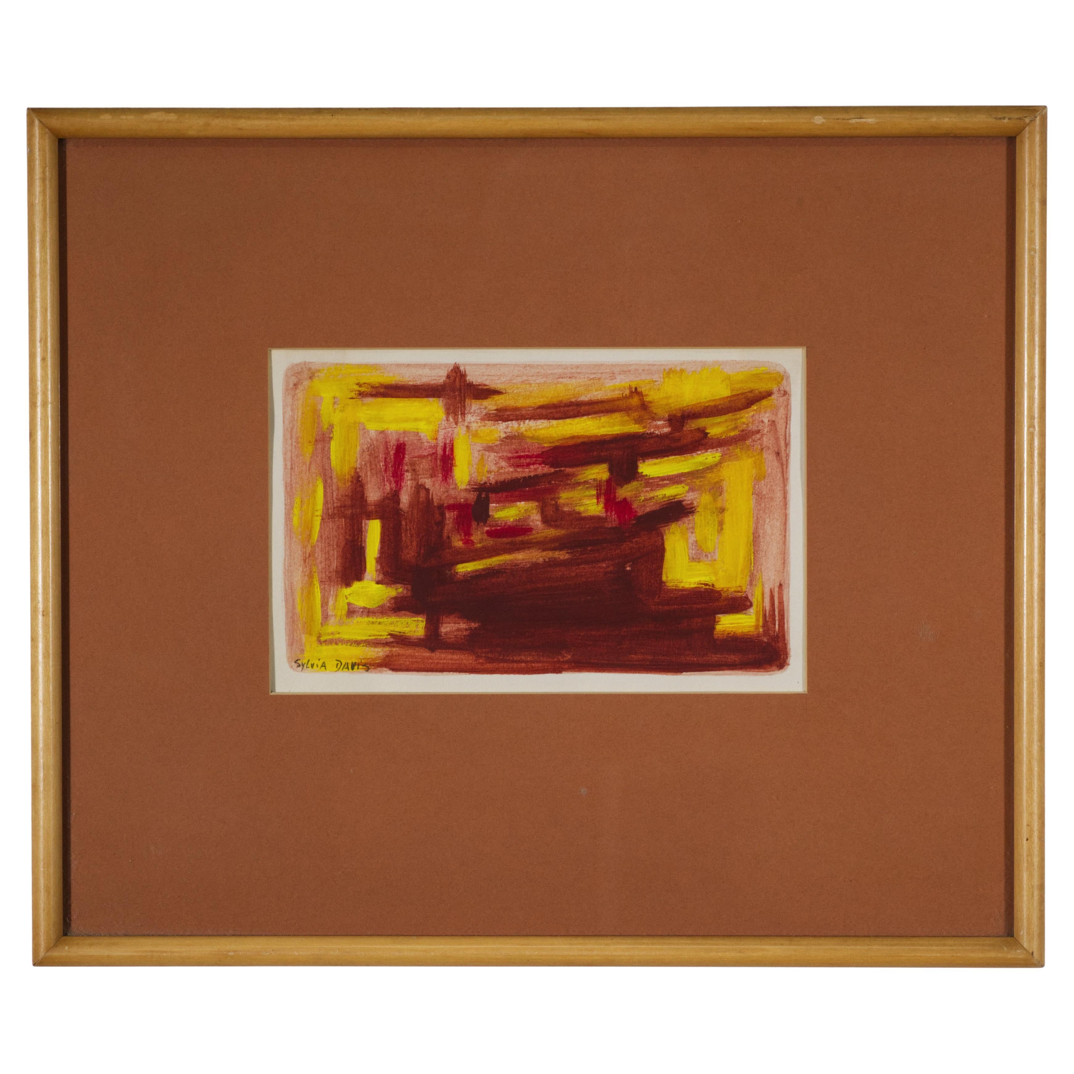 Quadro astratto di Sylvia Davis, metà del secolo scorso, incorniciato