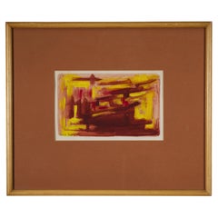 Sylvia Davis Mid-Century Modern Abstract Painting, Framed