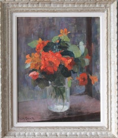 Floral oil painting, floral still life, flower still life, vintage floral vase