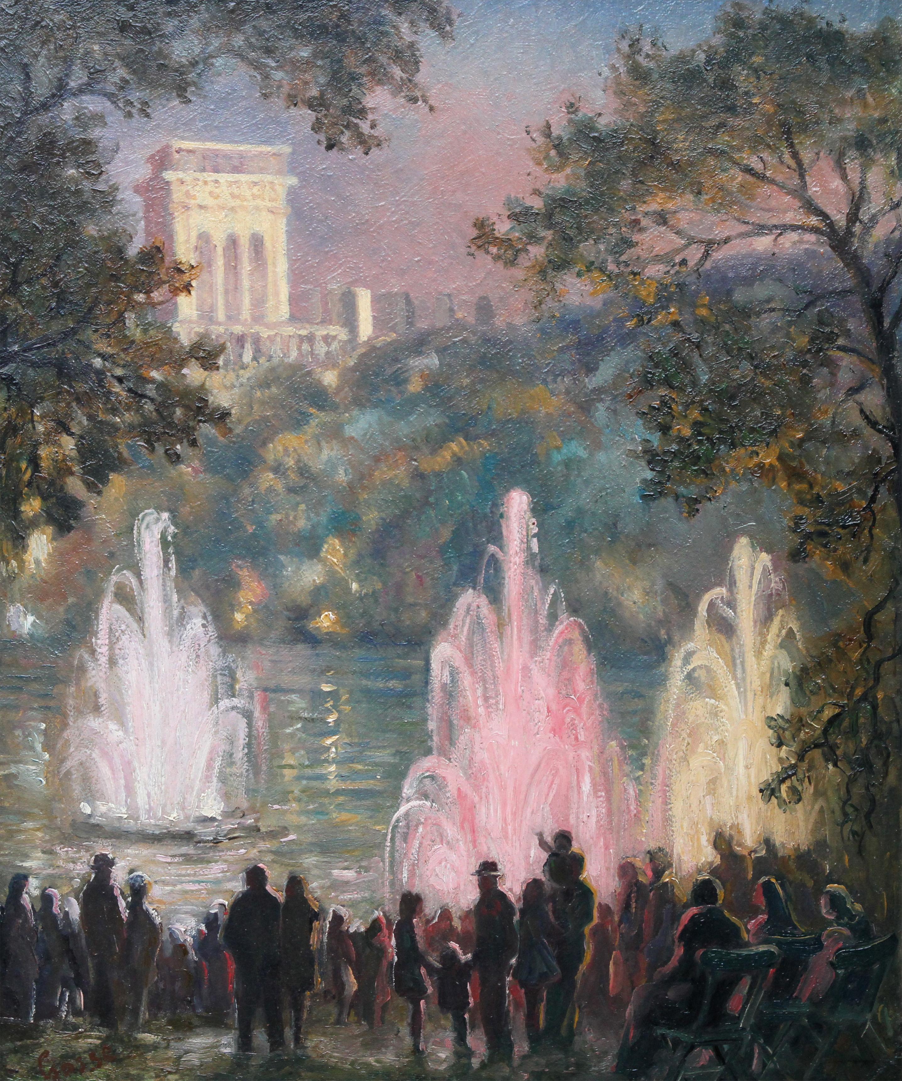 Fountains at Pernes Les Fountaines France Impressionist landscape oil painting  - Painting by Sylvia Gosse