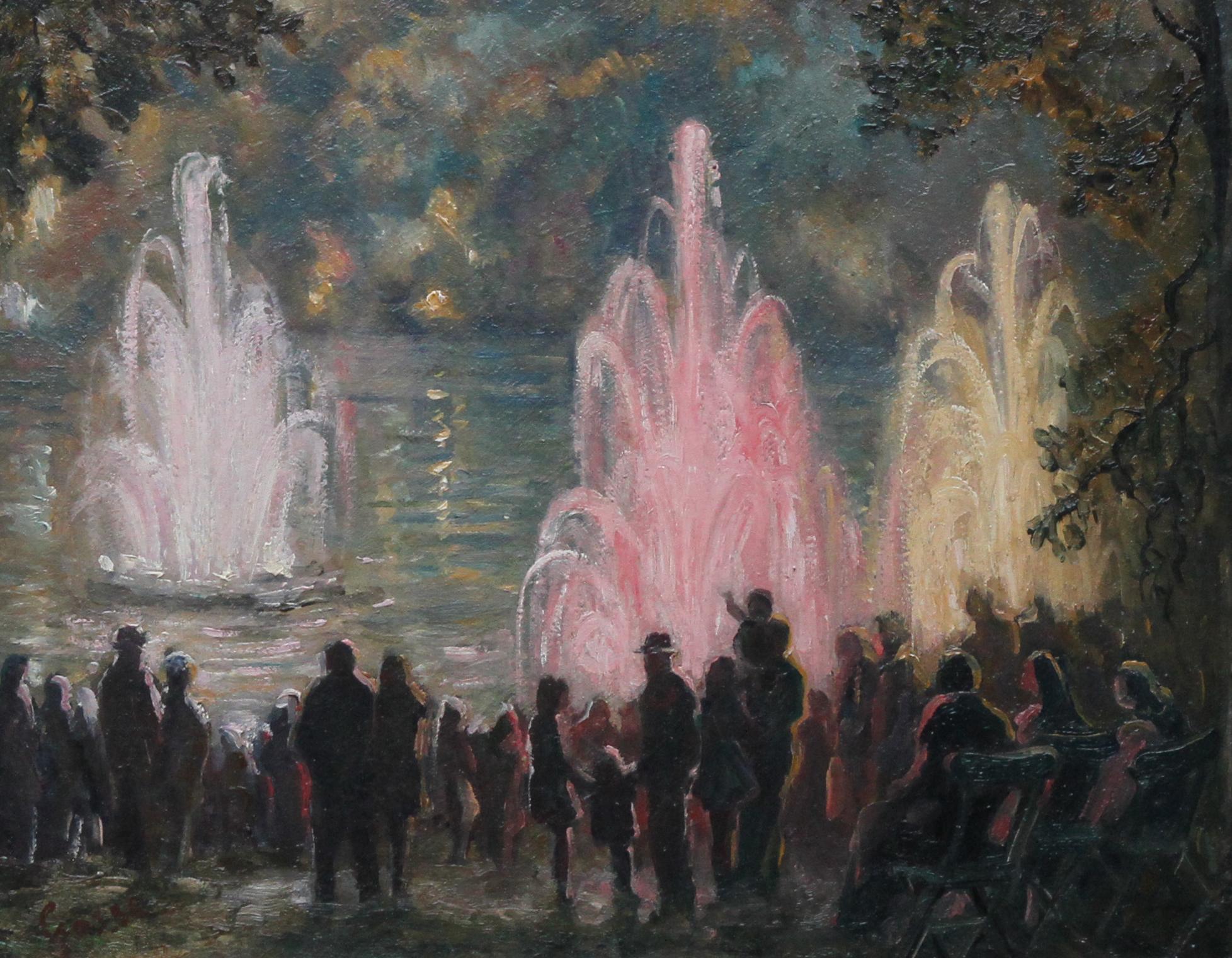 Brunnen in Pernes Les Fountaines, Frankreich, impressionistisches Landschaftsgemälde  (Impressionismus), Painting, von Sylvia Gosse