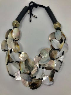 Sylvia Gottwald , Black Mother of Pearl MultI strand Statement necklace