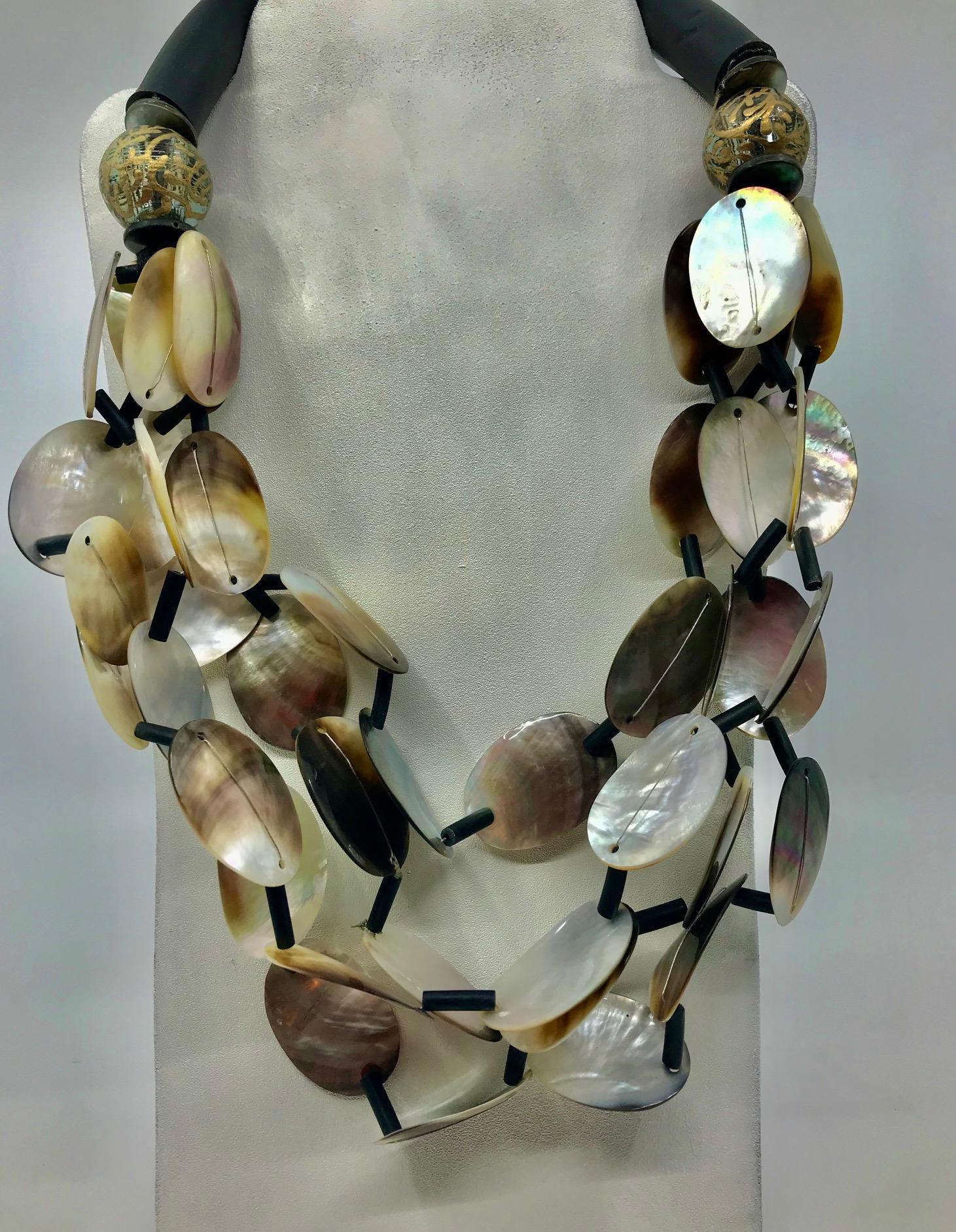 mother of pearl statement necklace