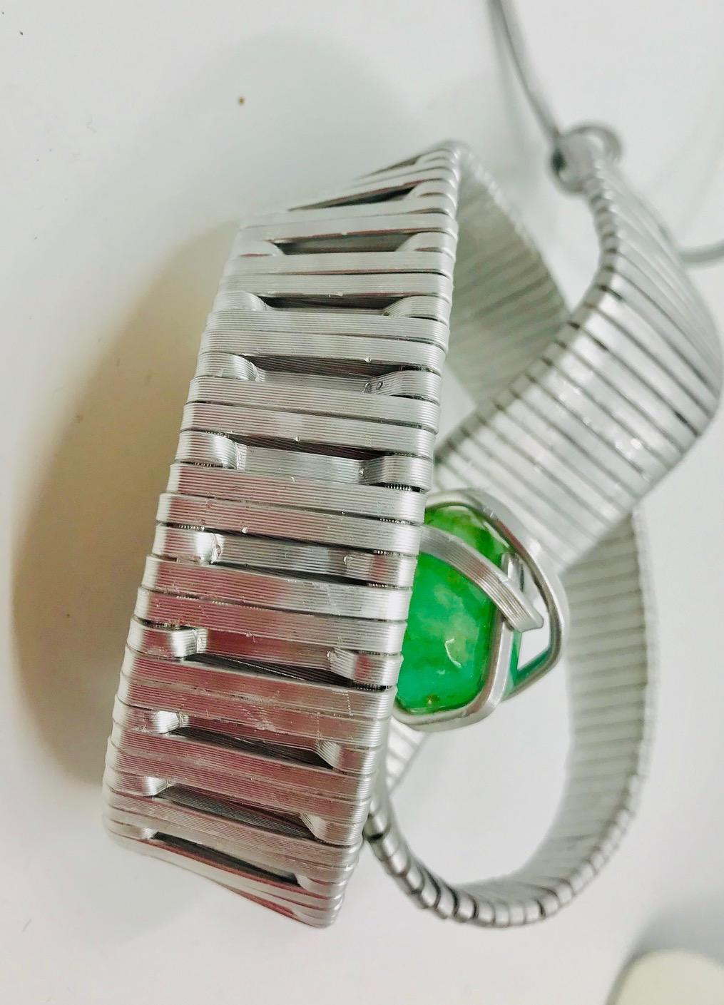 Cabochon Sylvia Gottwald,  Emerald  Pendant on Choker Necklace. For Sale