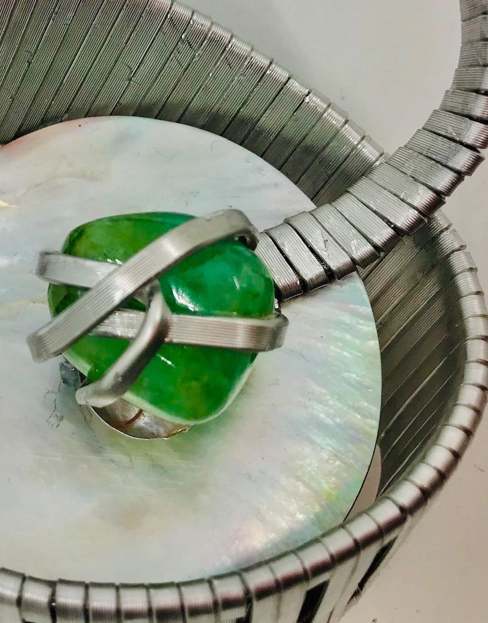 Women's or Men's Sylvia Gottwald,  Emerald  Pendant on Choker Necklace. For Sale