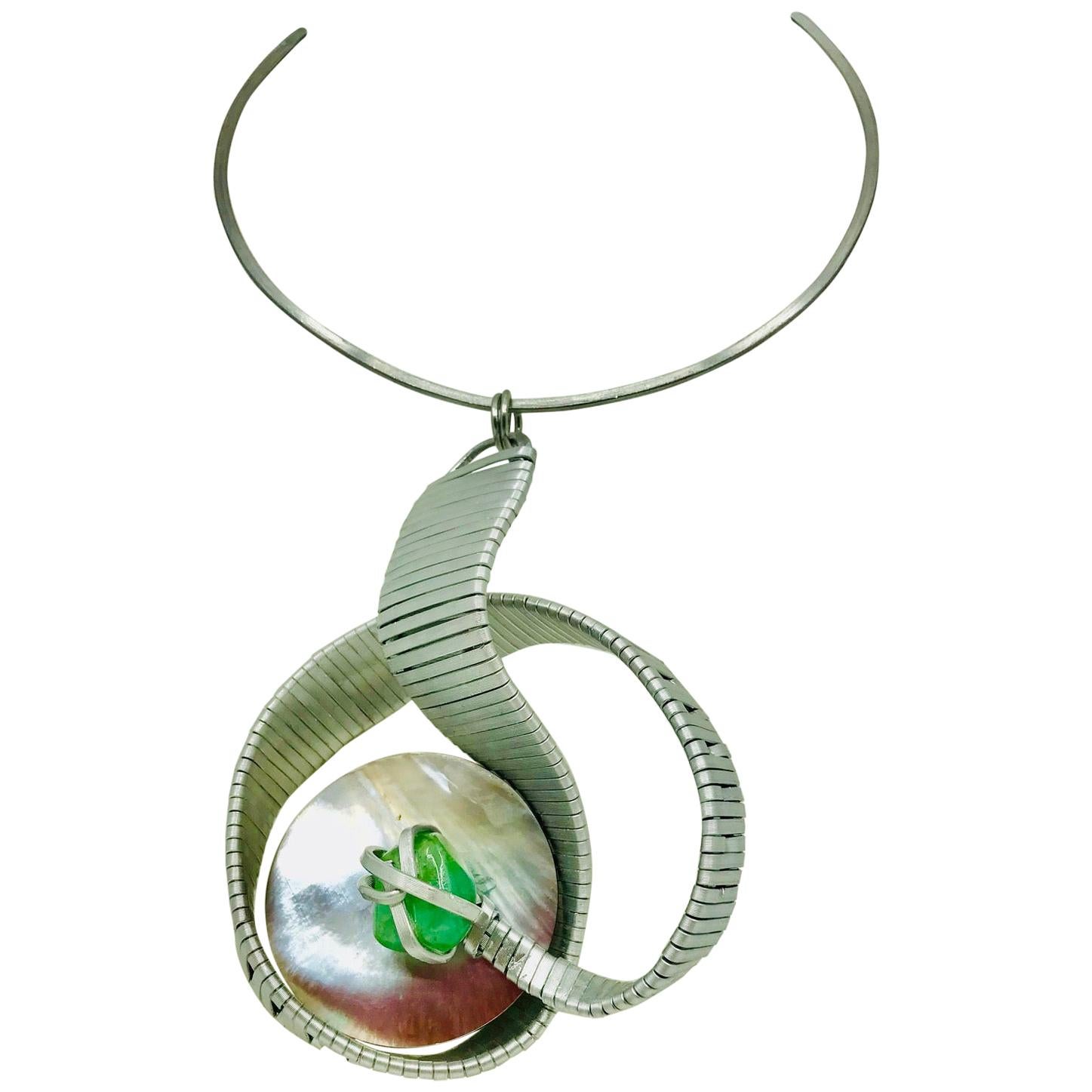 Sylvia Gottwald,  Emerald  Pendant on Choker Necklace. For Sale