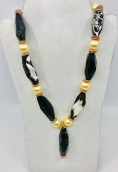 Sylvia Gottwald, Gold large Pearls (faux) and rare black /white Agate  beads.