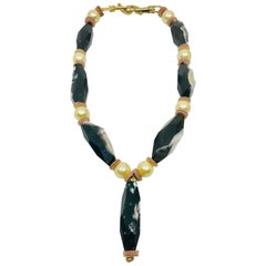 Sylvia Gottwald, Gold large Pearls (faux) and rare black /white Agate  beads.