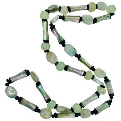 Sylvia Gottwald, Long Haliotis /Abalone and Glass beads Statement Necklace