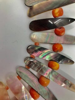 Sylvia Gottwald, Mother of Pearl, black iridescent, Statement Necklace