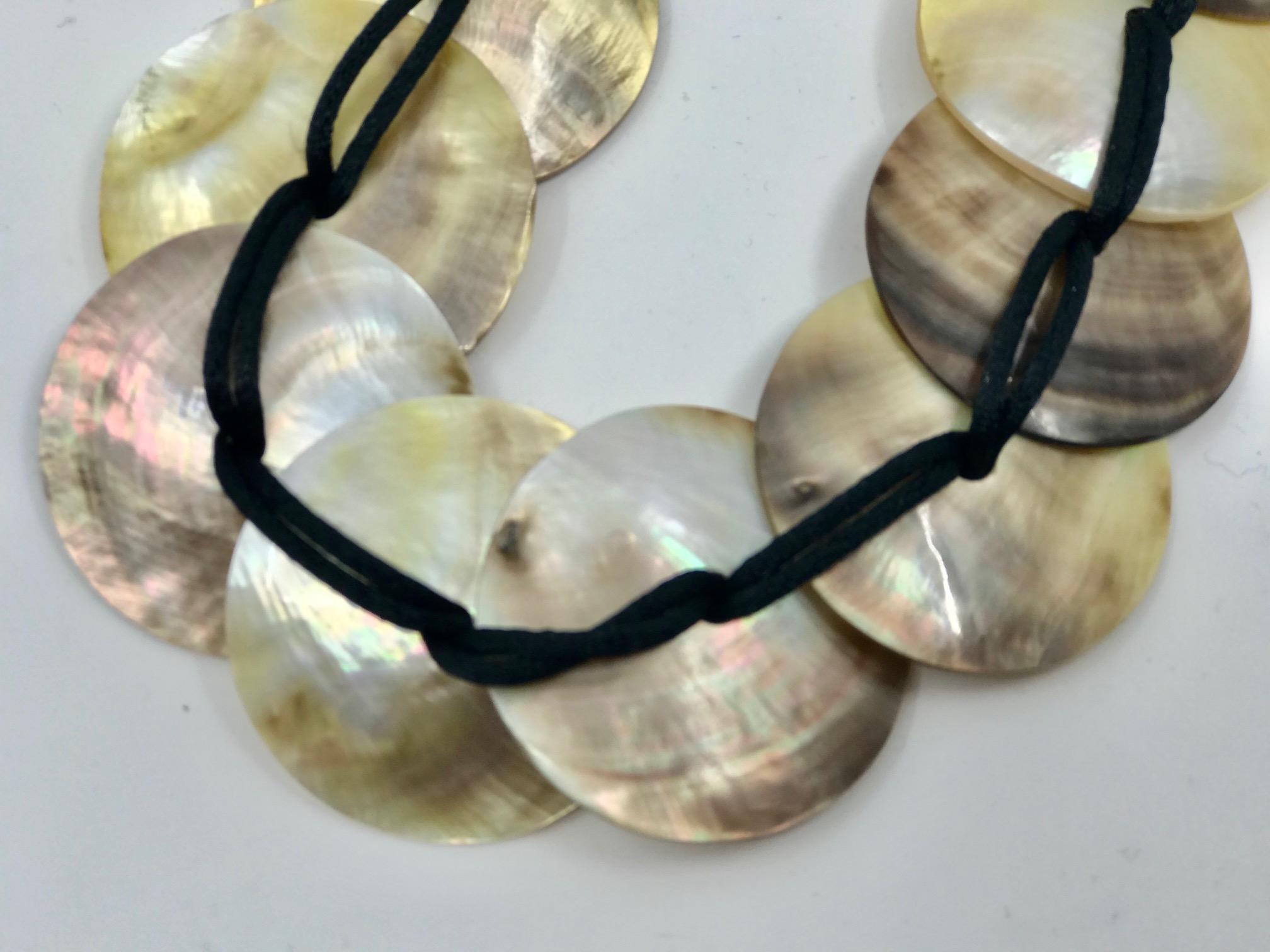 Bead Sylvia Gottwald, Mother of pearl long Necklace For Sale