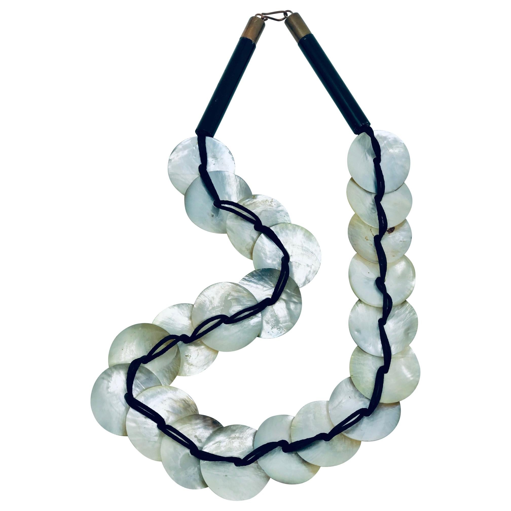 Sylvia Gottwald, Mother of pearl long Necklace For Sale