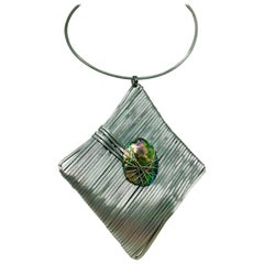 Sylvia GOTTWALD, Paua , eco-luxe Pearl Pendant , on choker Necklace.