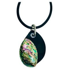 Sylvia Gottwald, Paua shell Pendant with black Resin.