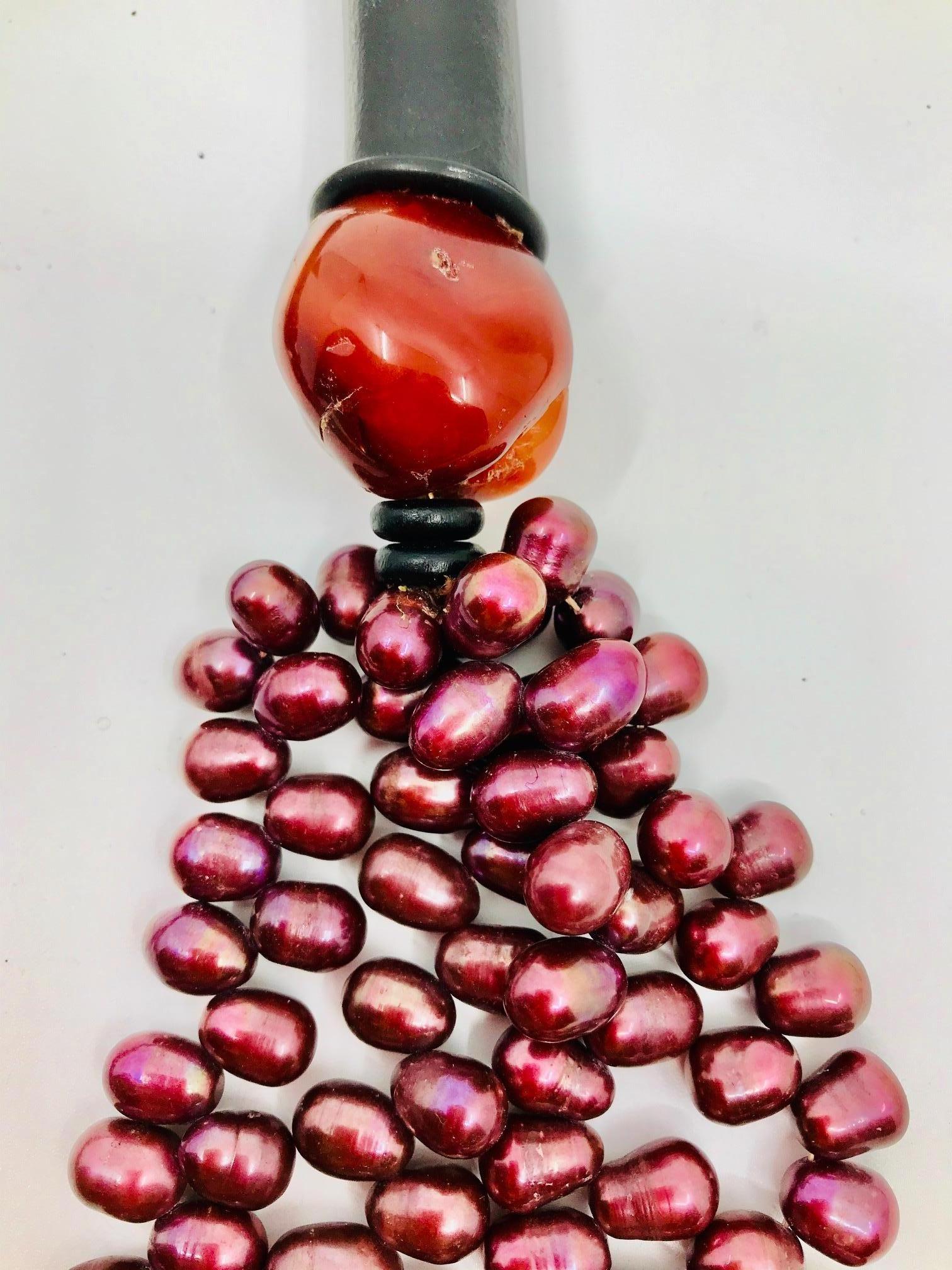 burgundy color necklace