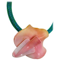 Sylvia Gottwald, Pink Conch Pendant on Chocker Necklace.