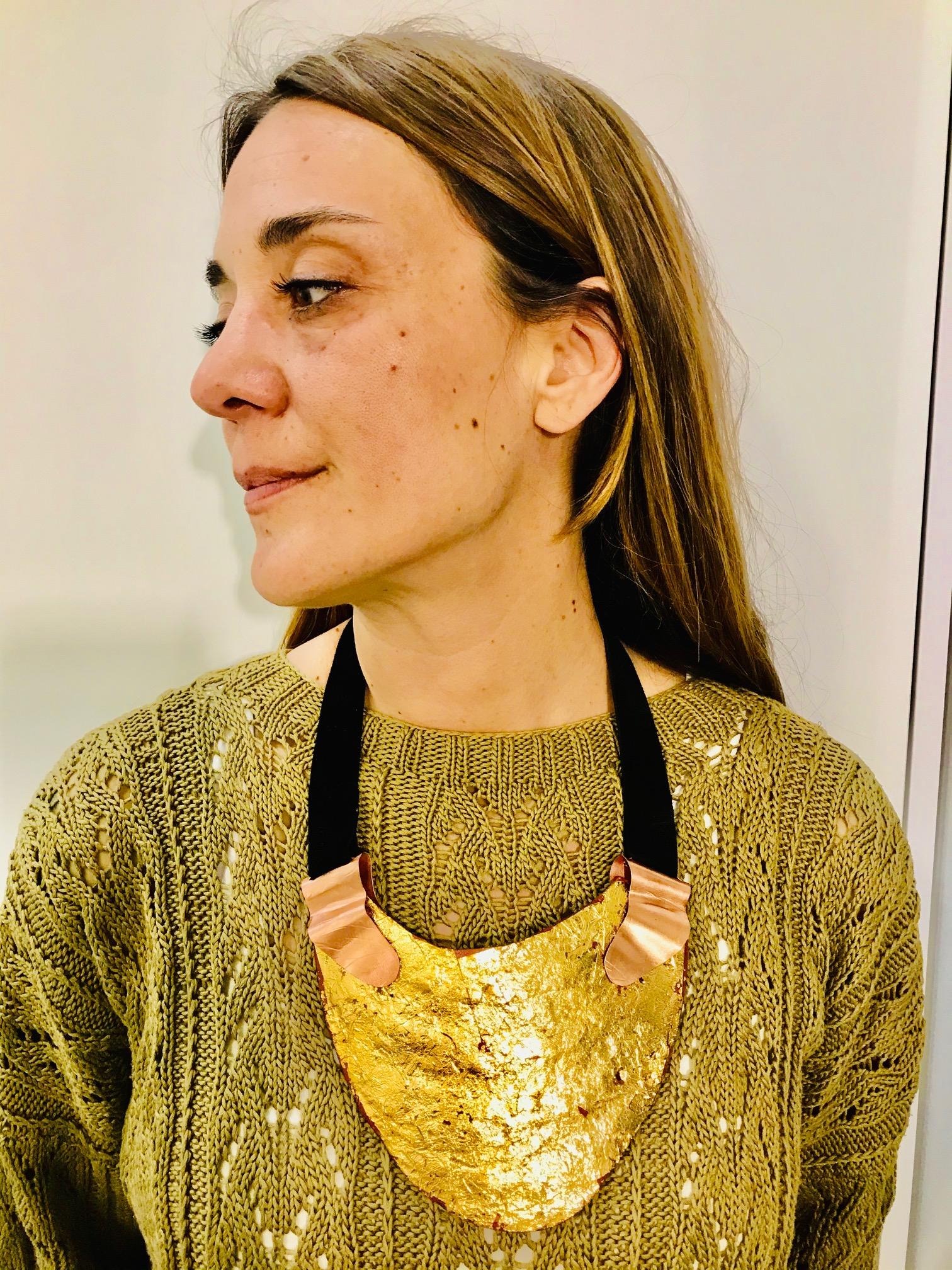 Sylvia Gottwald, Pinna Nobilis, gold leafed Necklace For Sale 1