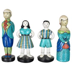 Figurine in gesso di Sylvia Hood, famiglia idilliaca originale d'epoca, 1960-1965 circa