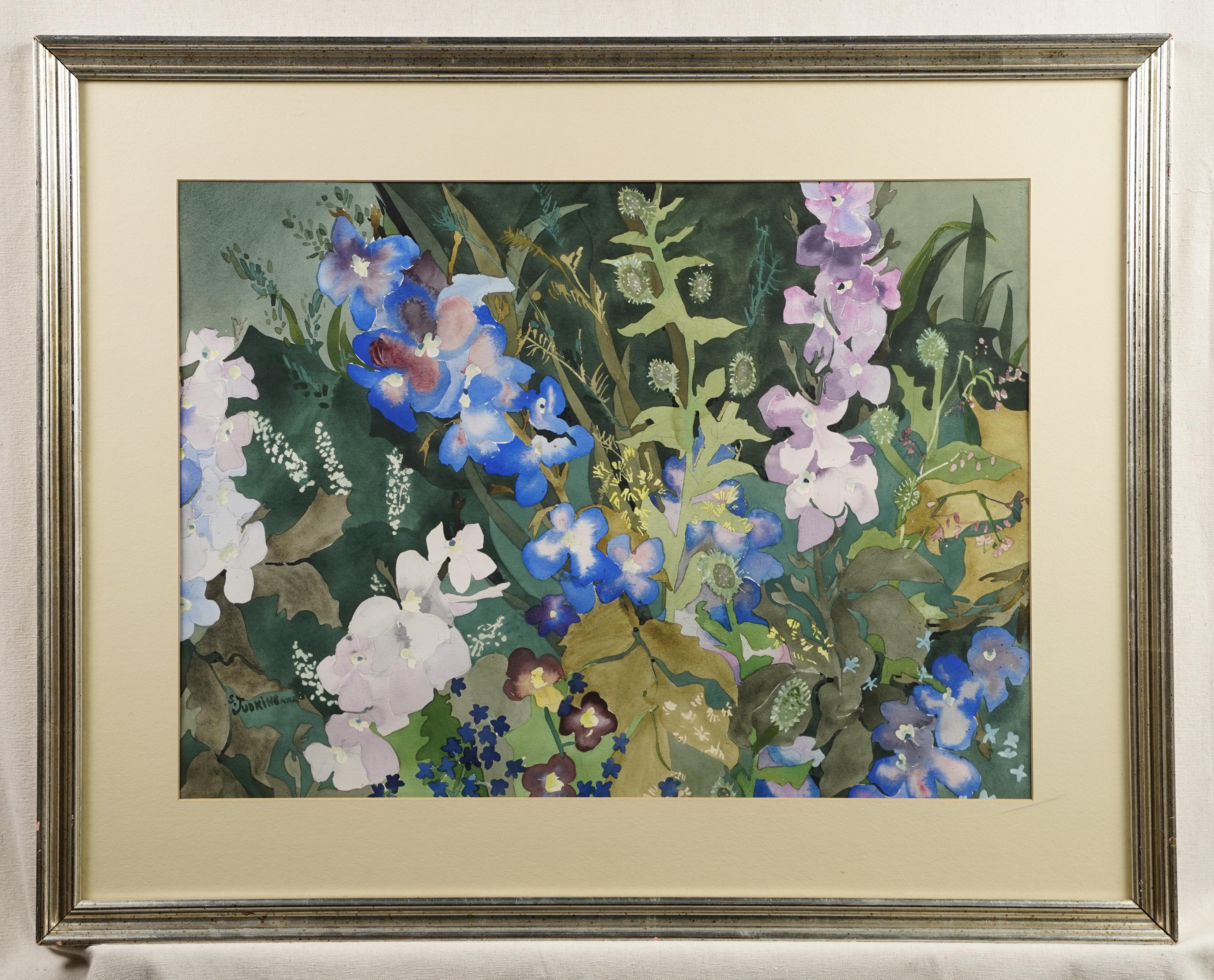 Firmato Pittura di natura morta americana femminile modernista con fiori scoppiettanti - Painting Impressionismo di Sylvia Judkins