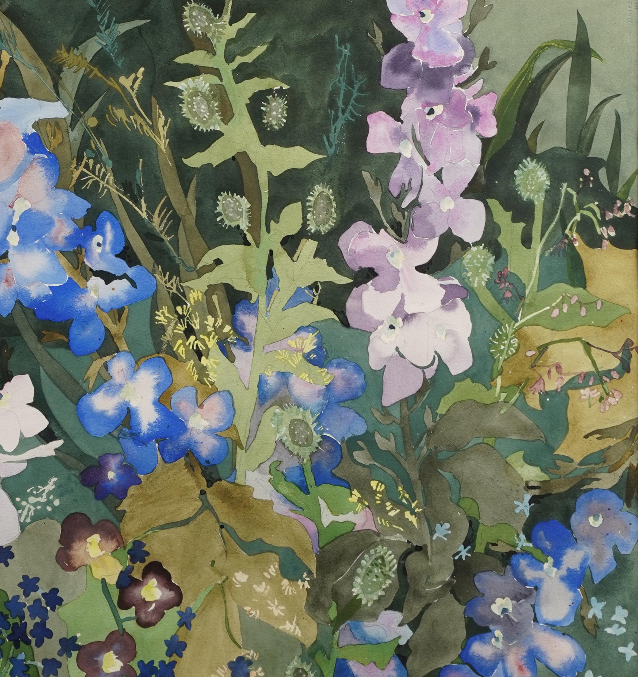 Firmato Pittura di natura morta americana femminile modernista con fiori scoppiettanti 2