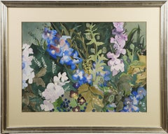Signed Listed American Female Modernist Bursting Flower Still Life Painting