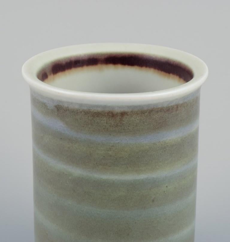 Glazed Sylvia Leuchovius for Rörstrand. Ceramic vase in green and blue tones For Sale