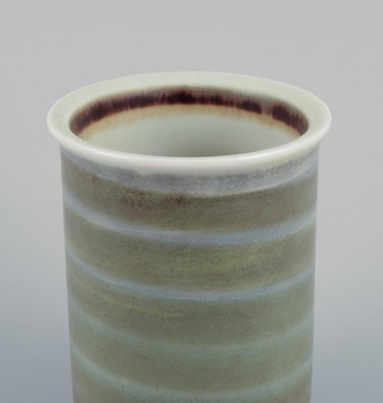 Sylvia Leuchovius for Rörstrand. Ceramic vase in green and blue tones In Excellent Condition For Sale In Copenhagen, DK
