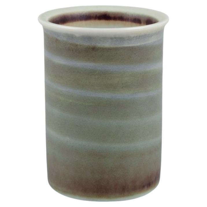 Sylvia Leuchovius for Rörstrand. Ceramic vase in green and blue tones For Sale