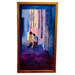 Peinture à l'huile sur toile post-impressionniste « Mère et enfant » de Sylvia Molloy