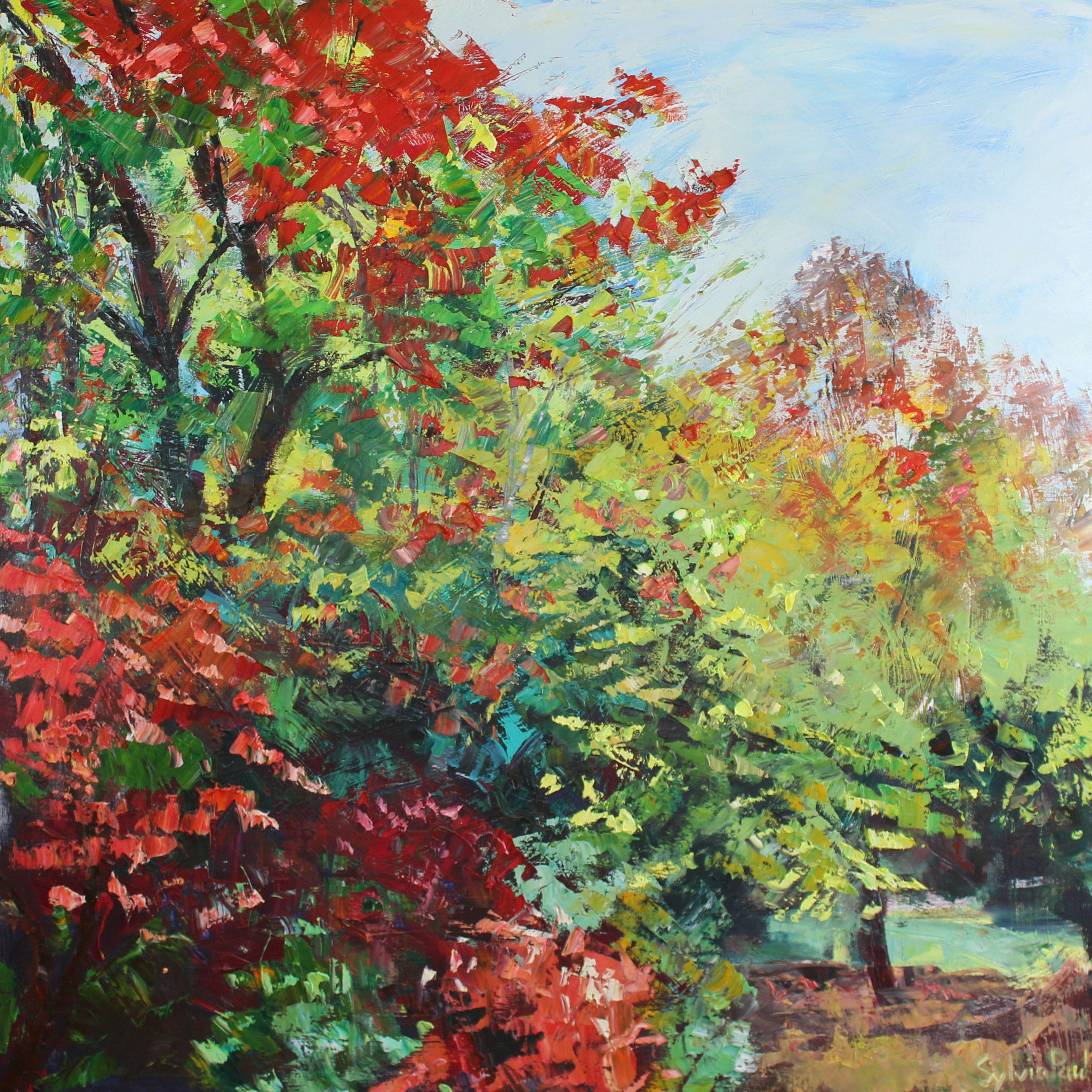 Autumn in the Park - original impressionism landscape painting -contemporary art