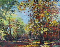 Autumn Sunshine - original seasonal nature Landscape oil painting modern impasto