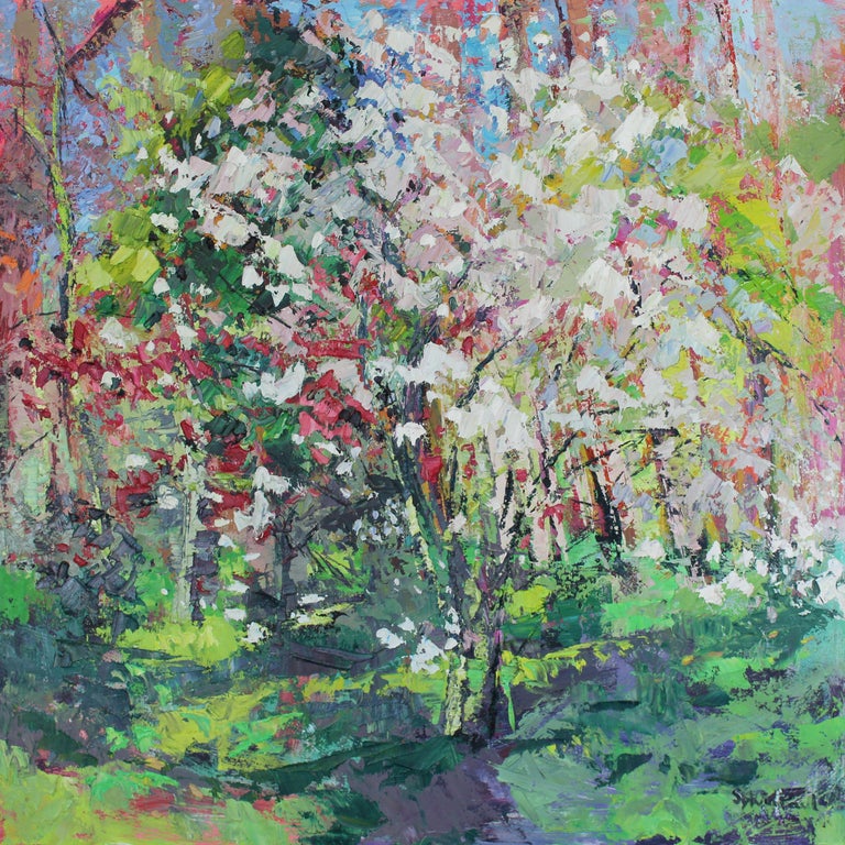 Sylvia Paul Blossom in the woods original floral Landscape painting