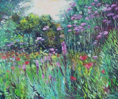 Dazzling Summer Garden - abstract Landscape oil painting contemporary  floral