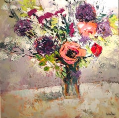 First Summer Flowers - still life floral study painting expressionism oil modern