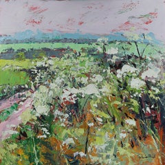 Footpath in Early Summer - nature landscape modern floral oil painting impasto