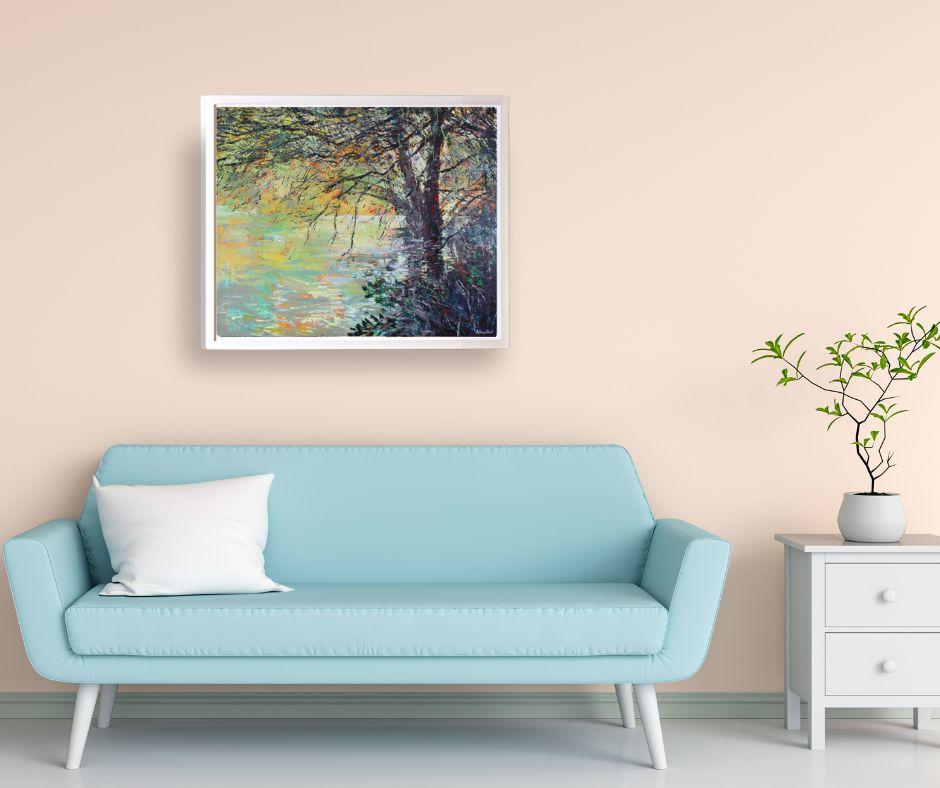 Fiume Stour -pittura astratta originale di paesaggio britannico- Arte contemporanea - Painting di Sylvia Paul