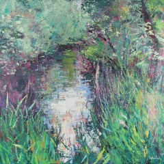 Riverside in Spring-original abstract landscape oil painting-contemporary Art