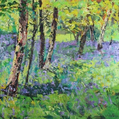 Spring Light in the Bluebell Wood -contemporary impressionism landscape painting
